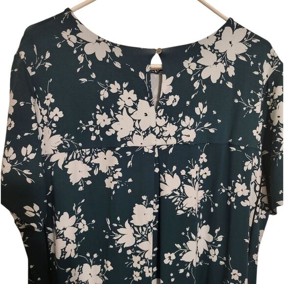 J. Jill Wearever Collection Emerald Green White Floral Midi Dress, Size XLT NEW - Picture 2 of 9